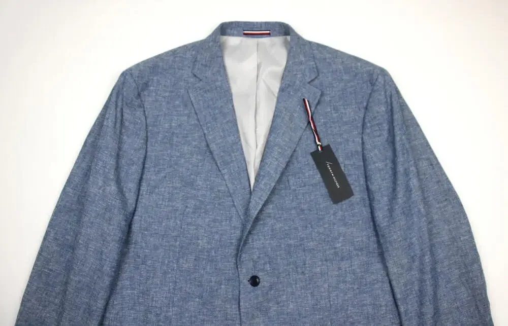 Tommy Hilfiger Conrad Sport Coat Mens 48 R Light Blue Linen Modern Fit Blazer